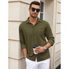 image:imageCOOFANDY Mens Wrinkle Free Dress Shirts Long Sleeve Untucked Shirts Casual Button Down ShirtsArmy Green