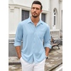 image:imageCOOFANDY Mens Wrinkle Free Dress Shirts Long Sleeve Untucked Shirts Casual Button Down ShirtsBlue