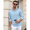 image:imageCOOFANDY Mens Wrinkle Free Dress Shirts Long Sleeve Untucked Shirts Casual Button Down ShirtsBlue