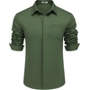 image:imageCOOFANDY Mens Wrinkle Free Dress Shirts Long Sleeve Untucked Shirts Casual Button Down ShirtsDark Army Green
