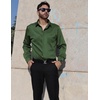 image:imageCOOFANDY Mens Wrinkle Free Dress Shirts Long Sleeve Untucked Shirts Casual Button Down ShirtsDark Army Green