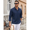 image:imageCOOFANDY Mens Wrinkle Free Dress Shirts Long Sleeve Untucked Shirts Casual Button Down ShirtsDark Blue