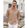 image:imageCOOFANDY Mens Wrinkle Free Dress Shirts Long Sleeve Untucked Shirts Casual Button Down ShirtsKhaki