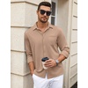 image:imageCOOFANDY Mens Wrinkle Free Dress Shirts Long Sleeve Untucked Shirts Casual Button Down ShirtsKhaki