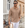 image:imageCOOFANDY Mens Wrinkle Free Dress Shirts Long Sleeve Untucked Shirts Casual Button Down ShirtsKhaki