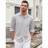 image:imageCOOFANDY Mens Wrinkle Free Dress Shirts Long Sleeve Untucked Shirts Casual Button Down ShirtsLight Grey