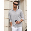 image:imageCOOFANDY Mens Wrinkle Free Dress Shirts Long Sleeve Untucked Shirts Casual Button Down ShirtsLight Grey