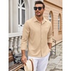 image:imageCOOFANDY Mens Wrinkle Free Dress Shirts Long Sleeve Untucked Shirts Casual Button Down ShirtsLight Khaki
