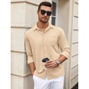 image:imageCOOFANDY Mens Wrinkle Free Dress Shirts Long Sleeve Untucked Shirts Casual Button Down ShirtsLight Khaki