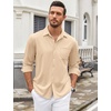 image:imageCOOFANDY Mens Wrinkle Free Dress Shirts Long Sleeve Untucked Shirts Casual Button Down ShirtsLight Khaki