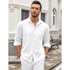image:imageCOOFANDY Mens Wrinkle Free Dress Shirts Long Sleeve Untucked Shirts Casual Button Down ShirtsWhite