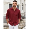 image:imageCOOFANDY Mens Wrinkle Free Dress Shirts Long Sleeve Untucked Shirts Casual Button Down ShirtsWine Red