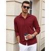 image:imageCOOFANDY Mens Wrinkle Free Dress Shirts Long Sleeve Untucked Shirts Casual Button Down ShirtsWine Red