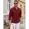 image:imageCOOFANDY Mens Wrinkle Free Dress Shirts Long Sleeve Untucked Shirts Casual Button Down ShirtsWine Red