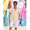 image:imageCOOFANDY Shirts for Mens Button Down Short Sleeve Shirts Casual Summer Beach Textured Shirts with PocketBeige
