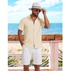 image:imageCOOFANDY Shirts for Mens Button Down Short Sleeve Shirts Casual Summer Beach Textured Shirts with PocketBeige