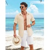 image:imageCOOFANDY Shirts for Mens Button Down Short Sleeve Shirts Casual Summer Beach Textured Shirts with PocketBeige
