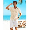 image:imageCOOFANDY Shirts for Mens Button Down Short Sleeve Shirts Casual Summer Beach Textured Shirts with PocketBeige