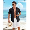 image:imageCOOFANDY Shirts for Mens Button Down Short Sleeve Shirts Casual Summer Beach Textured Shirts with PocketBlack