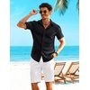 image:imageCOOFANDY Shirts for Mens Button Down Short Sleeve Shirts Casual Summer Beach Textured Shirts with PocketBlack