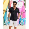 image:imageCOOFANDY Shirts for Mens Button Down Short Sleeve Shirts Casual Summer Beach Textured Shirts with PocketBlack