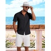 image:imageCOOFANDY Shirts for Mens Button Down Short Sleeve Shirts Casual Summer Beach Textured Shirts with PocketBlack