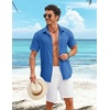 image:imageCOOFANDY Shirts for Mens Button Down Short Sleeve Shirts Casual Summer Beach Textured Shirts with PocketBlue