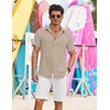 image:imageCOOFANDY Shirts for Mens Button Down Short Sleeve Shirts Casual Summer Beach Textured Shirts with PocketKhaki
