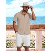 image:imageCOOFANDY Shirts for Mens Button Down Short Sleeve Shirts Casual Summer Beach Textured Shirts with PocketKhaki