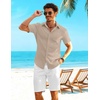 image:imageCOOFANDY Shirts for Mens Button Down Short Sleeve Shirts Casual Summer Beach Textured Shirts with PocketKhaki