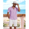 image:imageCOOFANDY Shirts for Mens Button Down Short Sleeve Shirts Casual Summer Beach Textured Shirts with PocketLavender