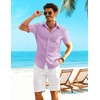 image:imageCOOFANDY Shirts for Mens Button Down Short Sleeve Shirts Casual Summer Beach Textured Shirts with PocketLavender