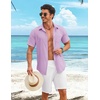 image:imageCOOFANDY Shirts for Mens Button Down Short Sleeve Shirts Casual Summer Beach Textured Shirts with PocketLavender