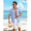image:imageCOOFANDY Shirts for Mens Button Down Short Sleeve Shirts Casual Summer Beach Textured Shirts with PocketLight Blue