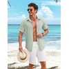 image:imageCOOFANDY Shirts for Mens Button Down Short Sleeve Shirts Casual Summer Beach Textured Shirts with PocketLight Green