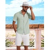 image:imageCOOFANDY Shirts for Mens Button Down Short Sleeve Shirts Casual Summer Beach Textured Shirts with PocketLight Green