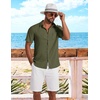 image:imageCOOFANDY Shirts for Mens Button Down Short Sleeve Shirts Casual Summer Beach Textured Shirts with PocketOlive Green