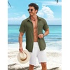 image:imageCOOFANDY Shirts for Mens Button Down Short Sleeve Shirts Casual Summer Beach Textured Shirts with PocketOlive Green