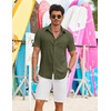 image:imageCOOFANDY Shirts for Mens Button Down Short Sleeve Shirts Casual Summer Beach Textured Shirts with PocketOlive Green