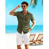 image:imageCOOFANDY Shirts for Mens Button Down Short Sleeve Shirts Casual Summer Beach Textured Shirts with PocketOlive Green