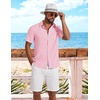 image:imageCOOFANDY Shirts for Mens Button Down Short Sleeve Shirts Casual Summer Beach Textured Shirts with PocketPink