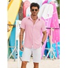 image:imageCOOFANDY Shirts for Mens Button Down Short Sleeve Shirts Casual Summer Beach Textured Shirts with PocketPink