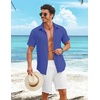 image:imageCOOFANDY Shirts for Mens Button Down Short Sleeve Shirts Casual Summer Beach Textured Shirts with PocketRoyal Blue
