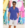image:imageCOOFANDY Shirts for Mens Button Down Short Sleeve Shirts Casual Summer Beach Textured Shirts with PocketRoyal Blue