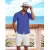 image:imageCOOFANDY Shirts for Mens Button Down Short Sleeve Shirts Casual Summer Beach Textured Shirts with PocketRoyal Blue
