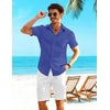 image:imageCOOFANDY Shirts for Mens Button Down Short Sleeve Shirts Casual Summer Beach Textured Shirts with PocketRoyal Blue