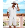image:imageCOOFANDY Shirts for Mens Button Down Short Sleeve Shirts Casual Summer Beach Textured Shirts with PocketWhite