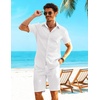 image:imageCOOFANDY Shirts for Mens Button Down Short Sleeve Shirts Casual Summer Beach Textured Shirts with PocketWhite