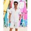 image:imageCOOFANDY Shirts for Mens Button Down Short Sleeve Shirts Casual Summer Beach Textured Shirts with PocketWhite