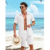 image:imageCOOFANDY Shirts for Mens Button Down Short Sleeve Shirts Casual Summer Beach Textured Shirts with PocketWhite